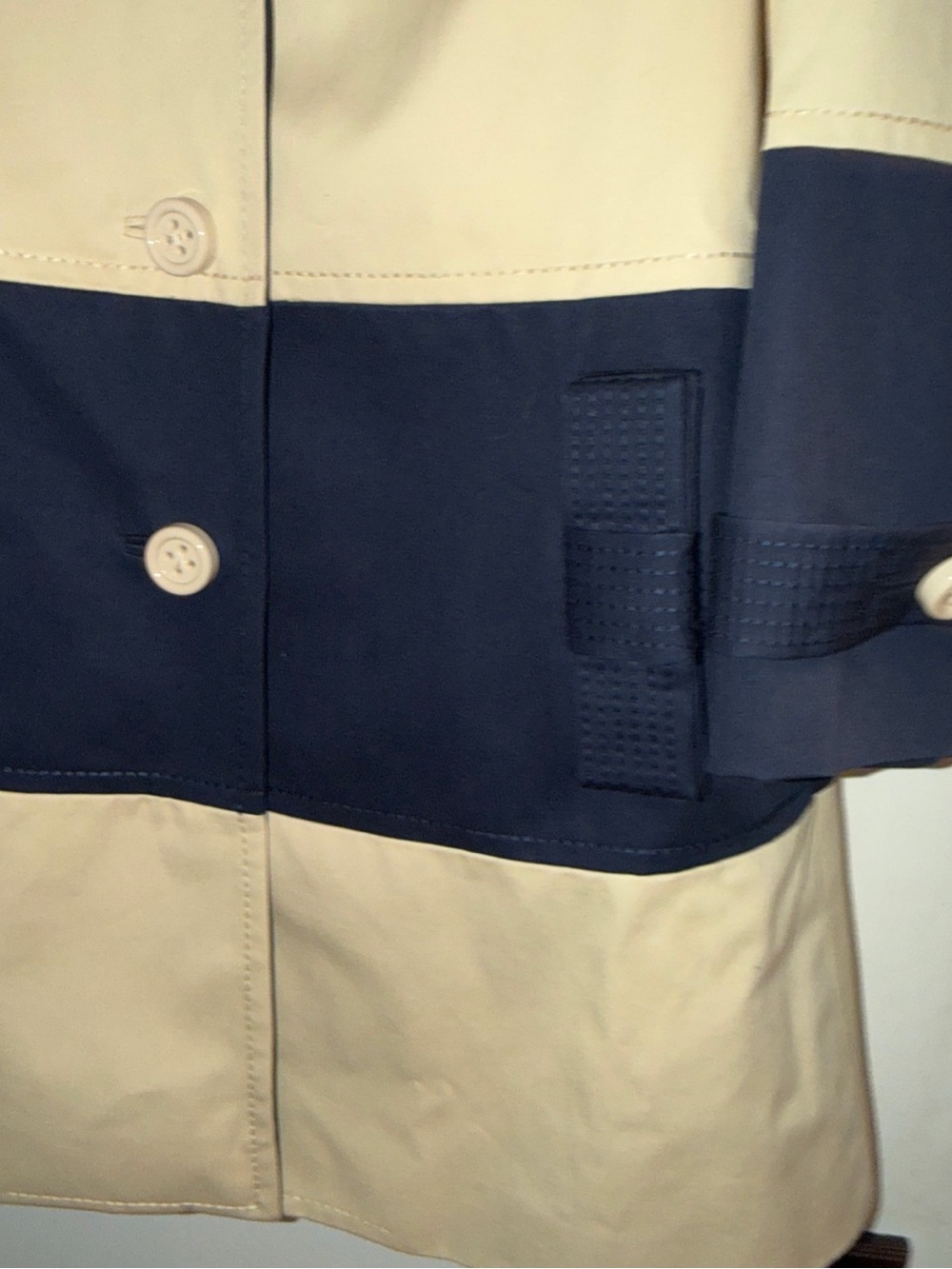 kate spade Navy and Cream Colorblock Trench Coat - Picture 3 of 6